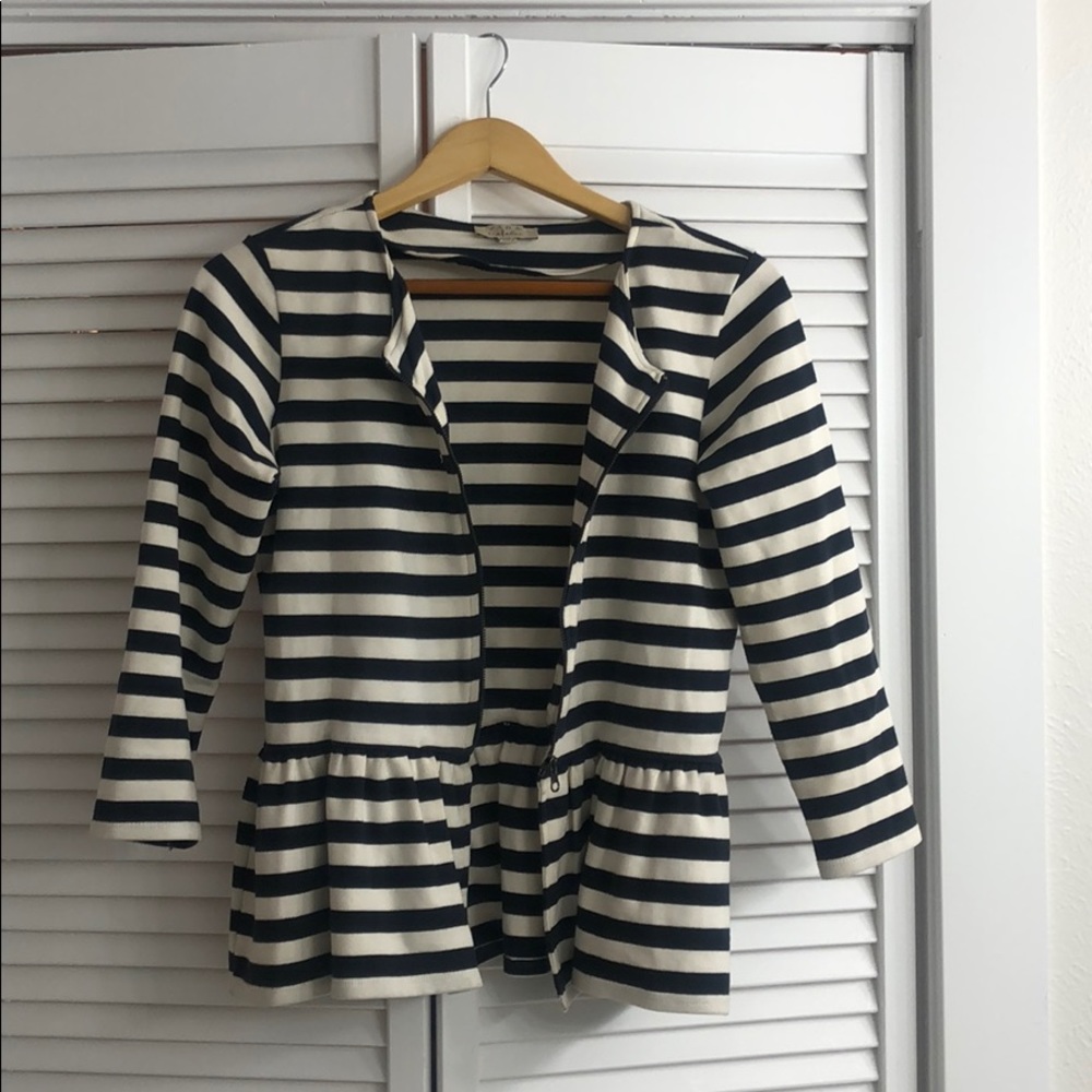 Zara Striped Zip Up Jacket